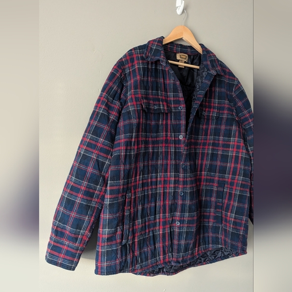 Men's Blue and red plaid button up jacket. The Foundry Supply Co. 2XLT - Picture 2 of 6